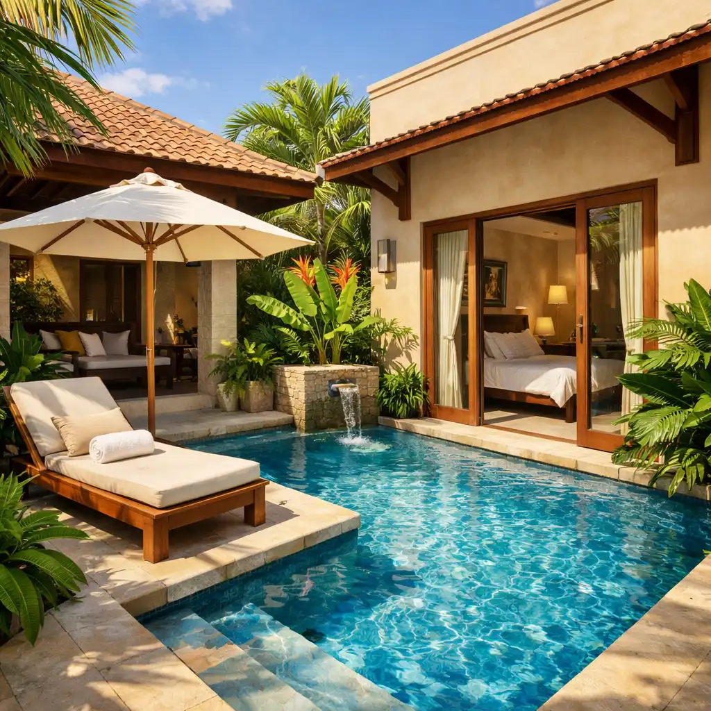 Courtyard Villa with private plunge pool surrounded by tropical plants